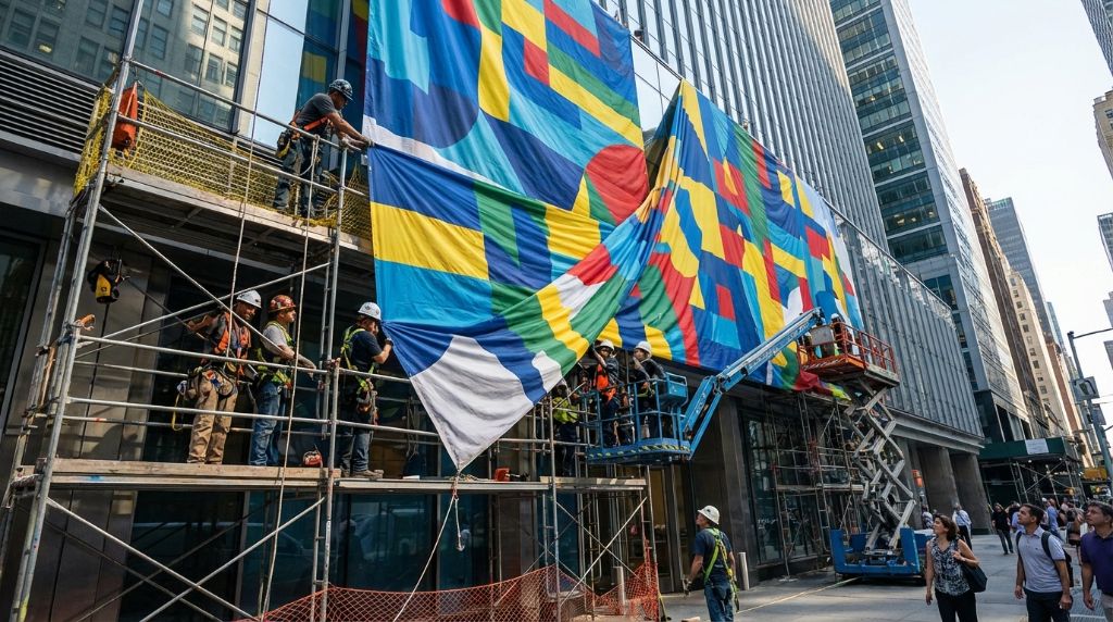 Professional installation crew at work